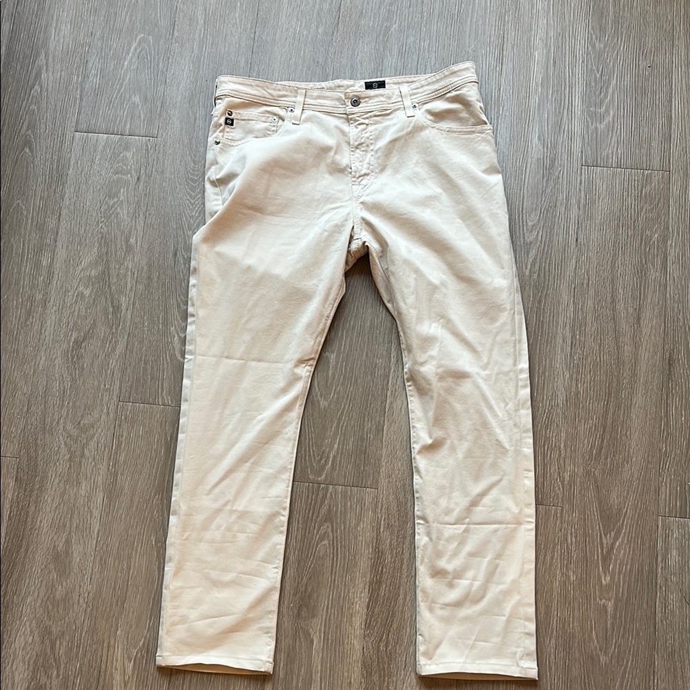 AG Adriano Goldschmied Men's Slim Straight Jeans in Cream